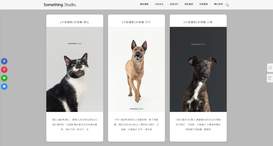 Web サイト上で保護犬や保護猫の情報が確認できる（画像提供：©️Something Studio）